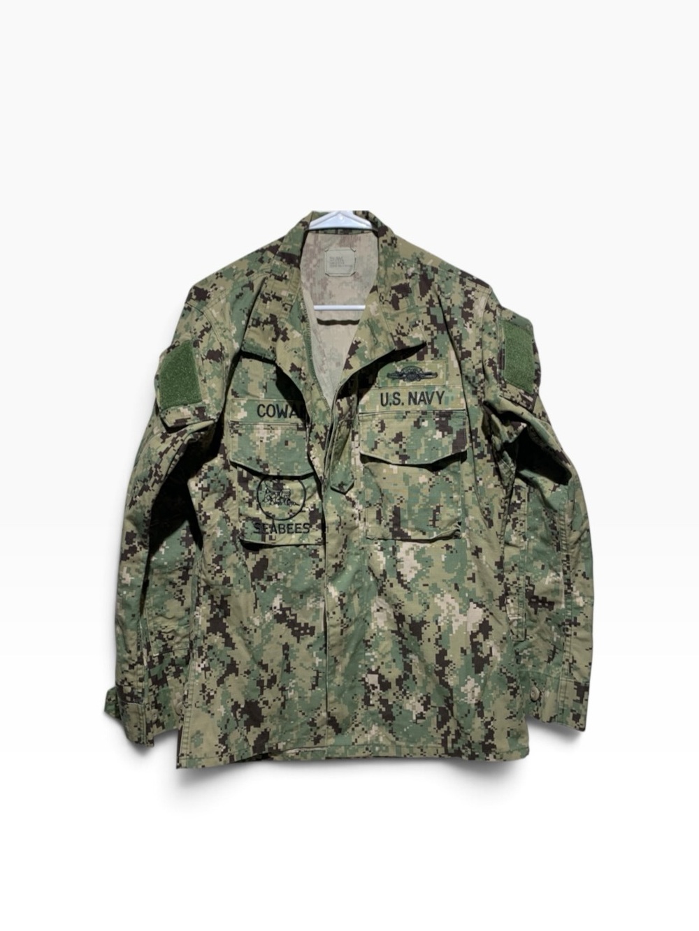 U.S. Navy Seabees Digital Woodland Camouflage Jacket Sz Small-Regular